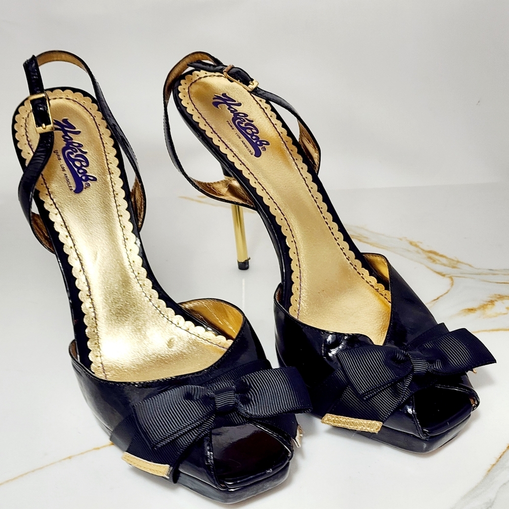Hale Bob Sz 10M Bow Accented Stiletto Platform Formal Shoes.